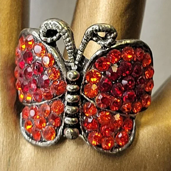 Red Butterfly Adjustable Ring - Picture 2 of 7
